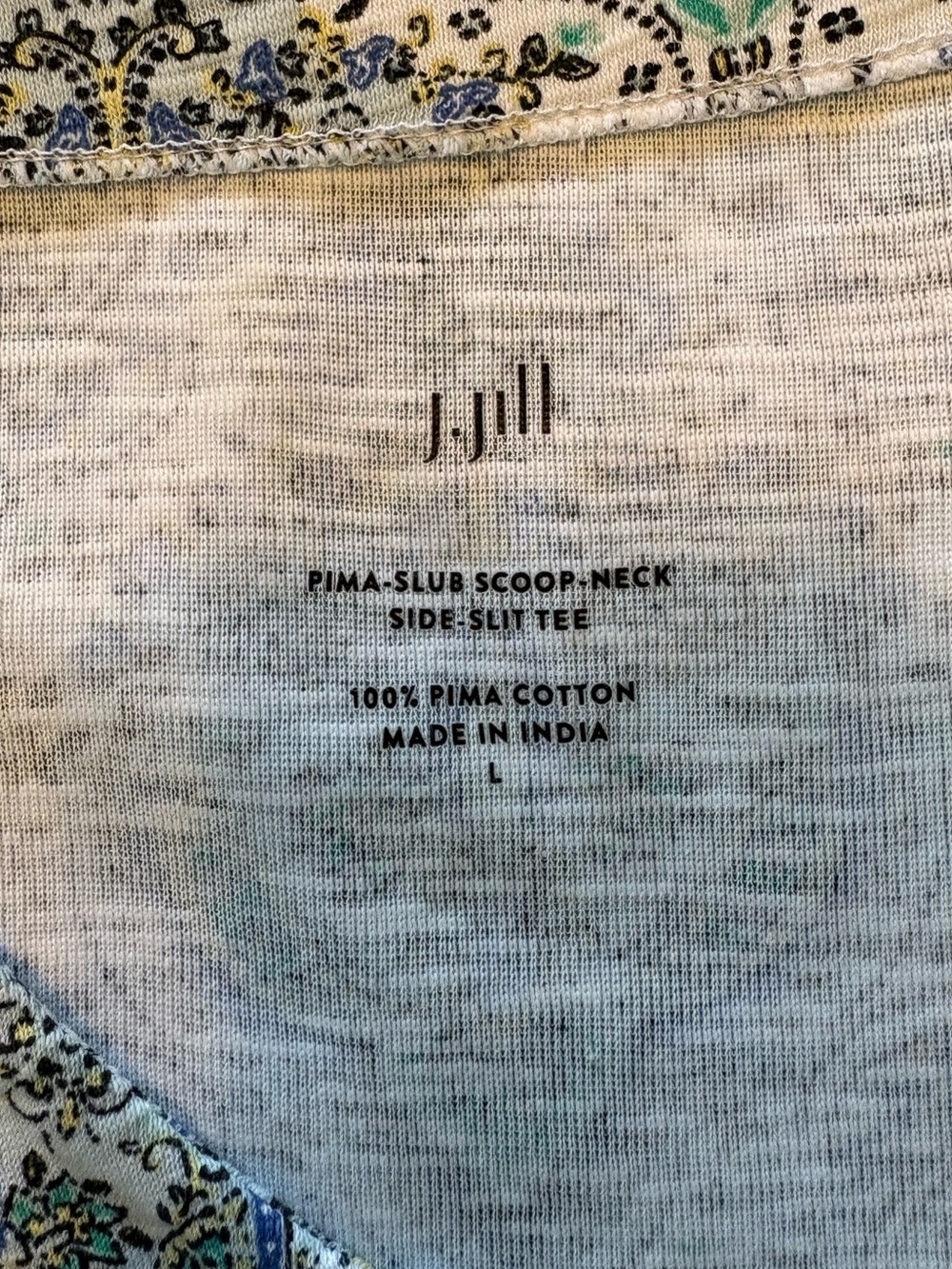 J. Jill Pima Slub Scoop Neck Side Slit Tee Size Large - Picture 2 of 9